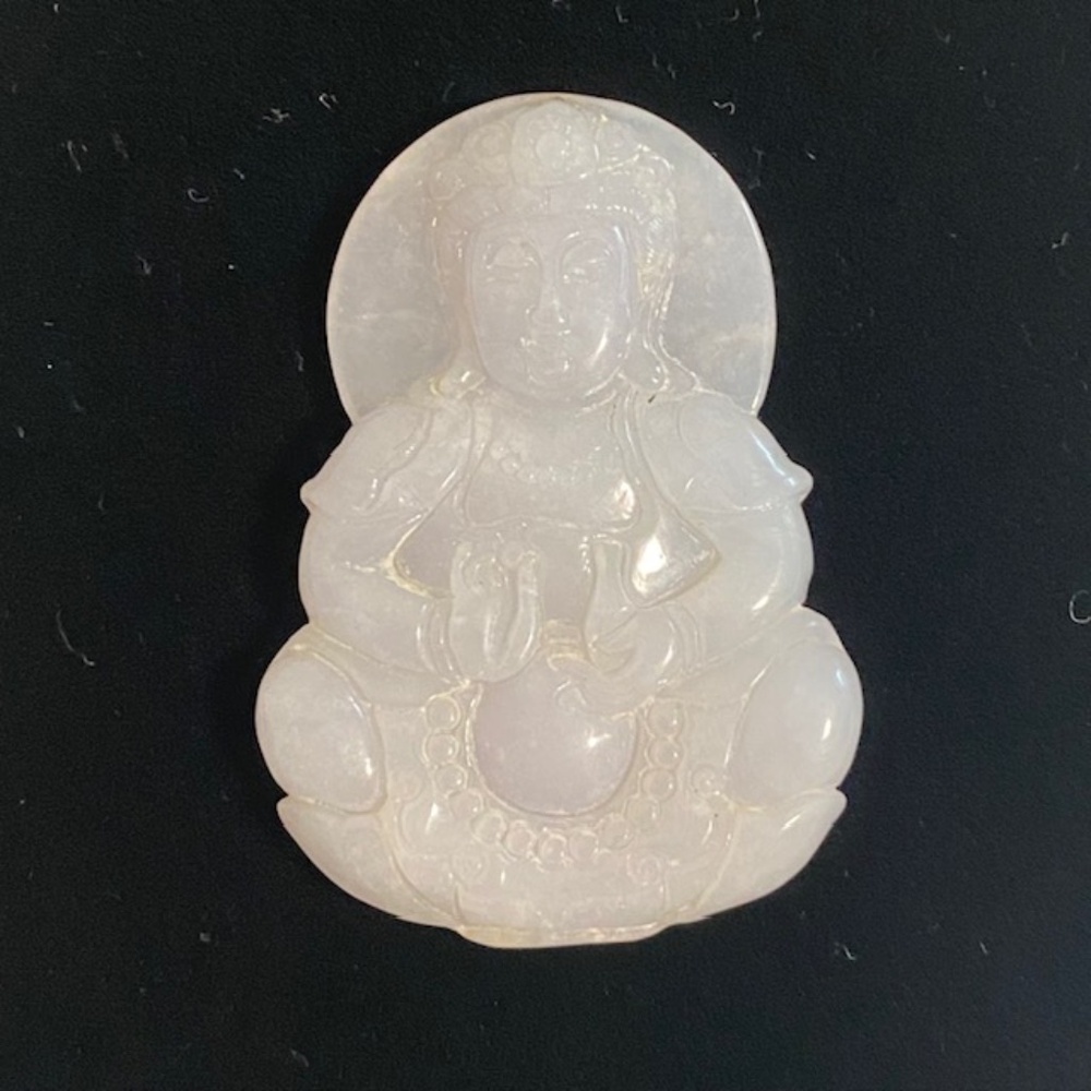 Ice Jade Baoping Guanyin Bodhisattva Natural Burmese Jade Grade-A Pendant